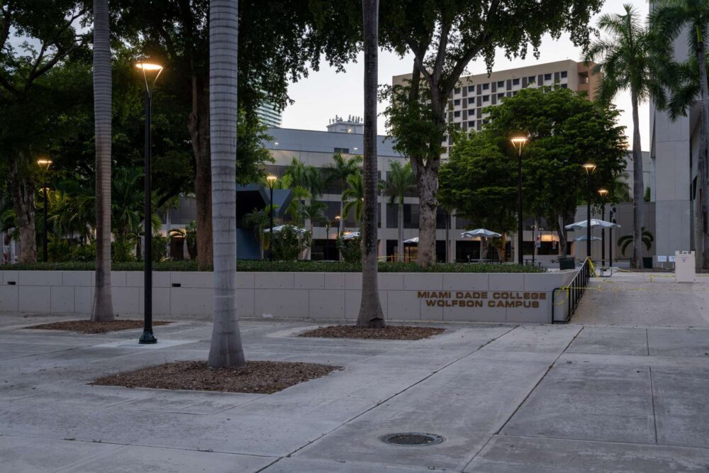 Updated LED street and area lighting at MDC Campus