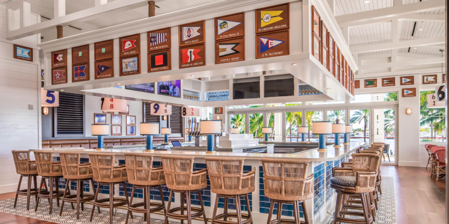 Recessed downlighting at Lauderdale Yacht Club