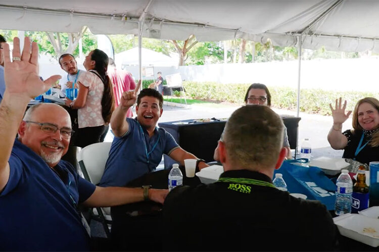Attendees having fun at LDI Open House + Lighting Showcase 2023