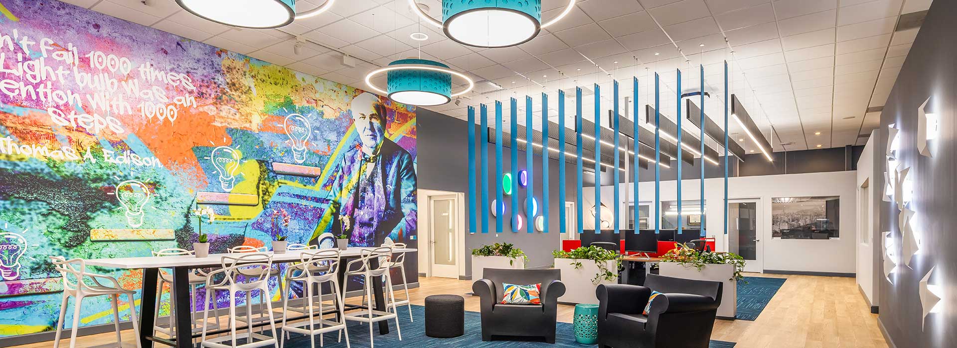 Decorative lighting in LDI's remodeled office