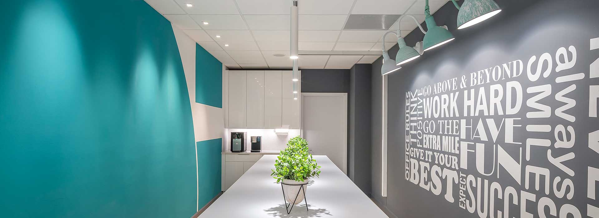 Decorative lighting in LDI's remodeled office